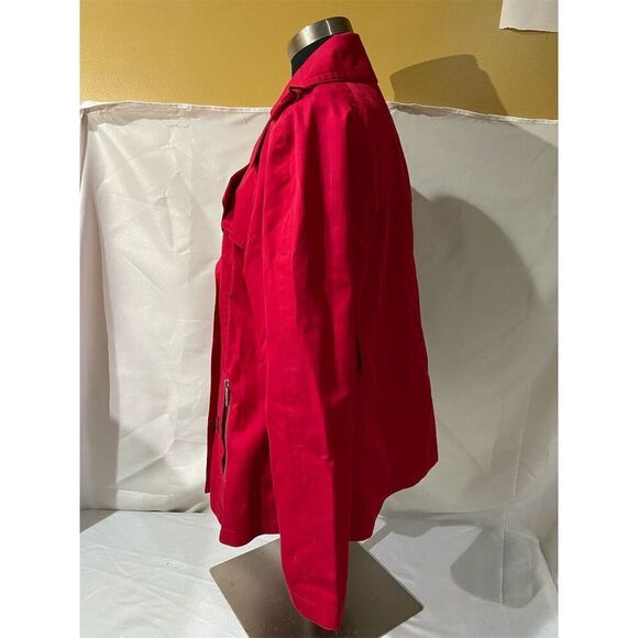 Michael Kors Women's Red Double-Breasted Trench Coat Size M Mid-Length - Picture 2 of 5